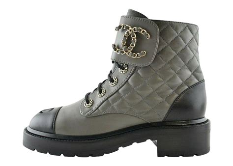 chanel quilted leather combat boots|Chanel denim combat boots.